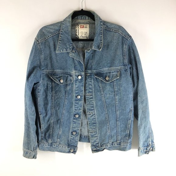 Camaro Mens Vintage Denim Jacket Retro Trucker Medium Wash Blue L - Picture 1 of 7